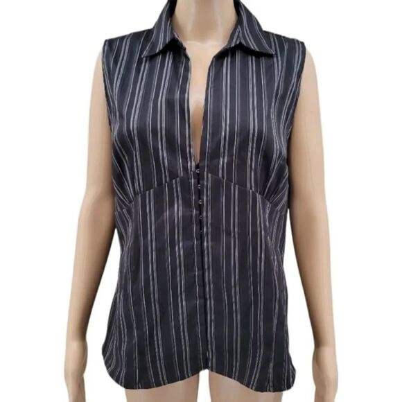 Goodtime Tops - Y2K Women's Black Pinstripe Women's Plus Size 3X Corporate Gothic Tank Top